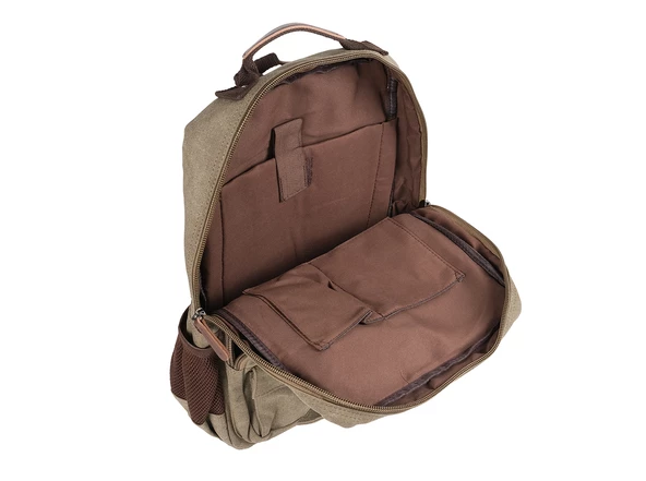 Bagacar Orjinal Kanvas Kumaş Okul ve Günlük Laptop Bölmeli Sırt Çantası Yeşil - 6