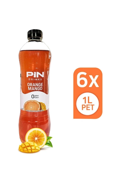 Pin Orange Mango Tropikal Beyaz Çay - Şekersiz & Kalorisiz - 6 Adet x 1 Litre