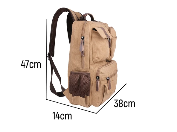 Bagacar Orjinal Kanvas Kumaş Okul ve Günlük Laptop Bölmeli Sırt Çantası Siyah - 7