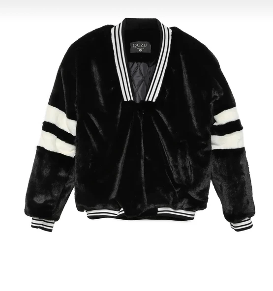 PELUŞ BOMBER CEKET - SİYAH RENK - 5