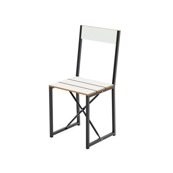 Eportatif Katlanır 4 Kişilik Mutfak Masa Sandalye Takımı Beyaz 1416 - 8