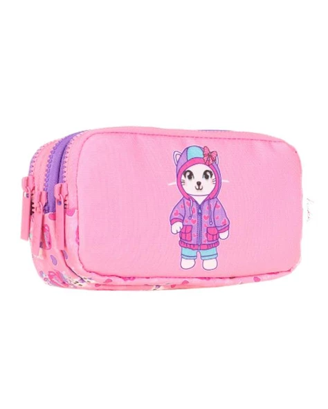 Kaukko Kids 3 Bölmeli Kalem Çantası Rubber Cat L8153 - 2