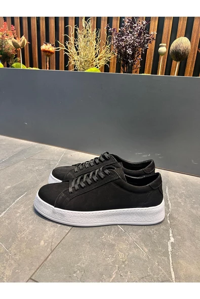 Luizpauloshoes LUİZ PAULO 4209 SİYAH NUBUK DERİ ERKEK SNEAKERS - 2