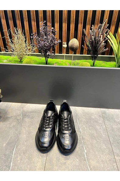 Luizpauloshoes 1047 SİYAH BAKLAVA DESEN ERKEK SPOR SNEAKERS - 3