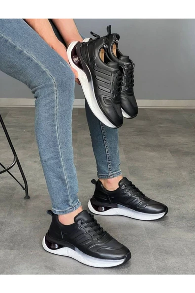 Luizpauloshoes LUIZ PAULO 1011/1  SİYAH EVA TABAN HAKİKİ DERİ ERKEK SNEAKERS