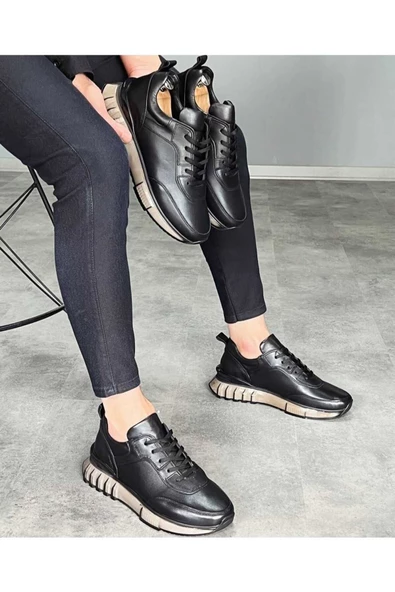 Luizpauloshoes 10000 SİYAH CİLT ERKEK SNEAKER
