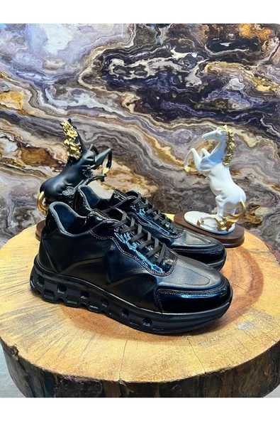 Luizpauloshoes 1075 SİYAH RUGAN PİRAMİT TABAN