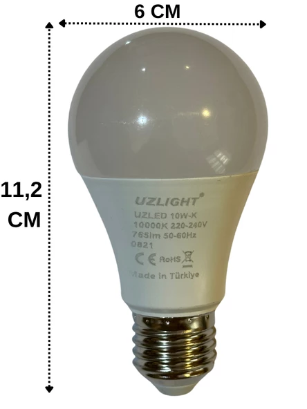 Uzlight 10W(75W) 1000K (Kırmızı Işık) E27 Duylu Led Ampul (2 Adet) - 3