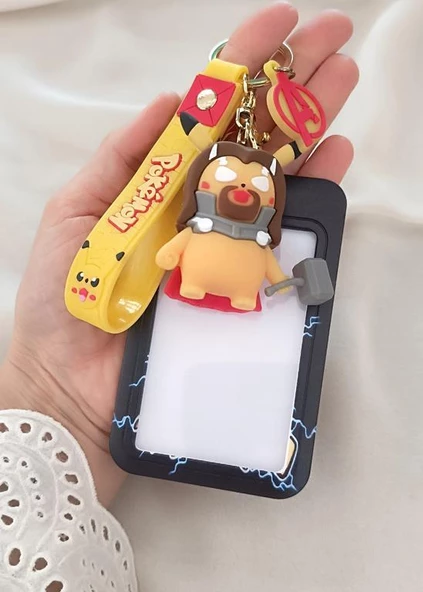 Anahtarlık Silikon Pokemon Pikachu Averngers Thor Kartlık Karvizitlik Oyuncak Çanta Süsü - Resim 3