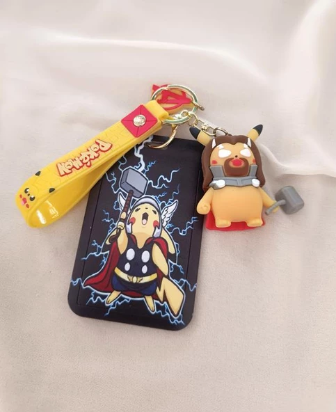 Anahtarlık Silikon Pokemon Pikachu Averngers Thor Kartlık Karvizitlik Oyuncak Çanta Süsü - Resim 2