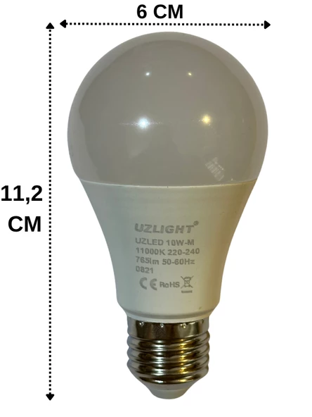 Uzlight 10W(75W) 11000K (Mavi Işık) E27 Duylu Led Ampul (8 Adet) - 3