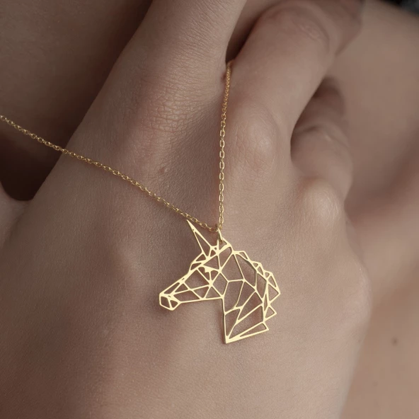 925 Ayar Gümüş Unicorn  Figürlü Kolye - Resim 6