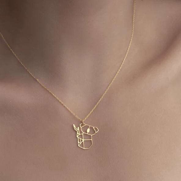 925Ayar Gümüş Origami Panda Yavrusu Figürlü Kolye Özel Tasarım - Resim 2