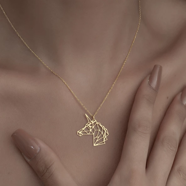 925 Ayar Gümüş Unicorn  Figürlü Kolye - Resim 4