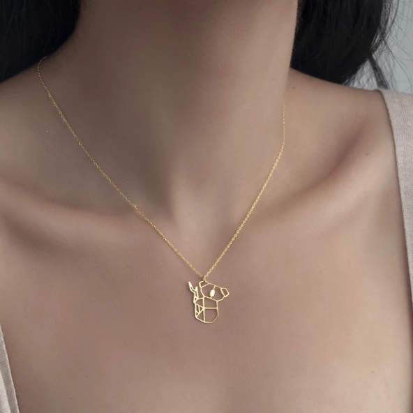 925Ayar Gümüş Origami Panda Yavrusu Figürlü Kolye Özel Tasarım - Resim 3