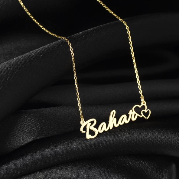 925 Ayar Gümüş Kalp Detaylı İsim Kolye Özel Tasarım - Resim 3