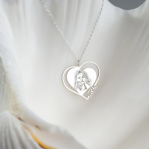 925 Ayar Gümüş Fotoğraf Baskılı  Detaylı Kolye Özel Tasarım ürün görseli 1