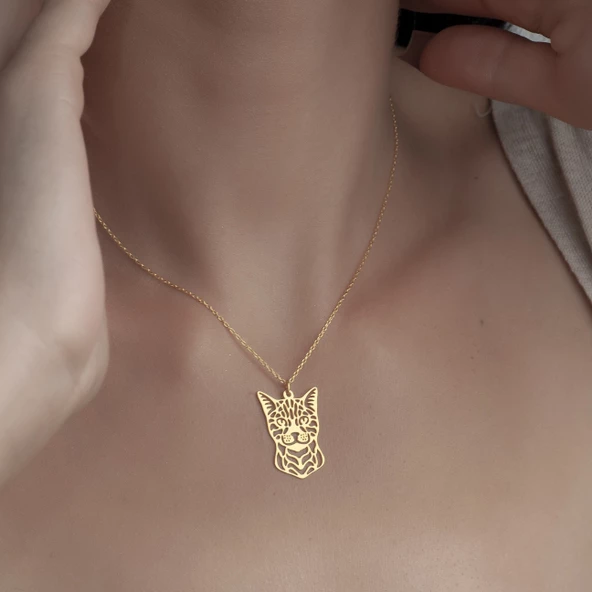 925Ayar Gümüş Şirin Kedi Figürlü Kolye Özel Tasarım - Resim 3