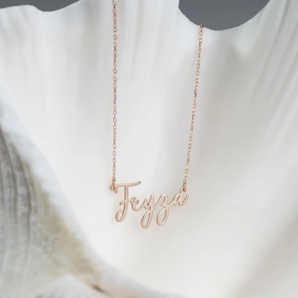 925 Ayar Gümüş İtalik ve  İsim Detaylı Kolye Özel Tasarım ürün görseli 1