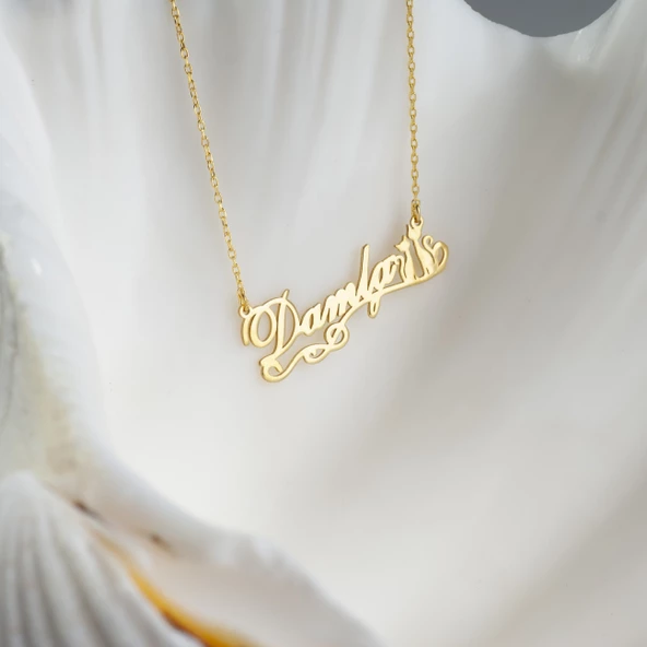 925 Ayar Gümüş Kedi ve  İsim Detaylı Kolye Özel Tasarım ürün görseli 1