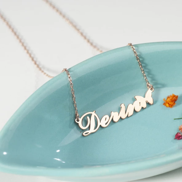 925 Ayar Gümüş Kelebek ve İsim Detaylı Kolye Özel Tasarım - Resim 4