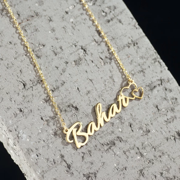 925 Ayar Gümüş Kalp Detaylı İsim Kolye Özel Tasarım - Resim 2