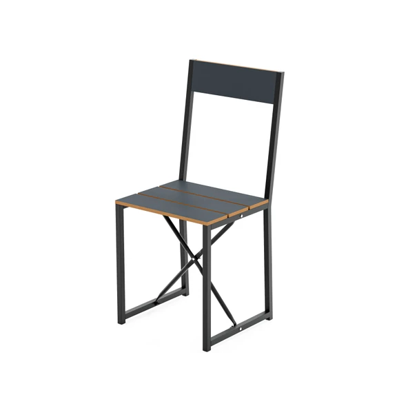 Eportatif Katlanır 4 Kişilik Mutfak Masa Sandalye Takımı Füme 1417 - Resim 6