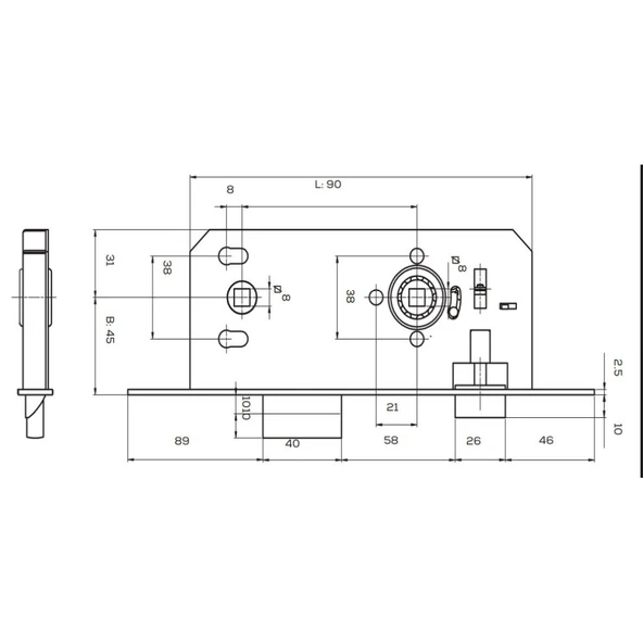 Kale 149R Wc 45 Mm Geniş Ayna Saten Kilit - 2