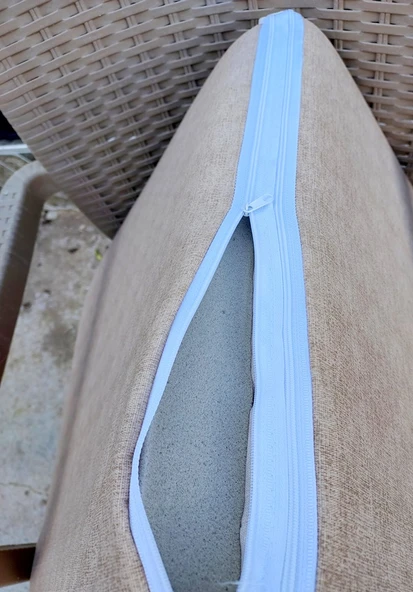 2 Adet Komutan Arkalıklı Sandalye Minderi, Extra Kalın (Kalınlık 5cm)-Bej - 3