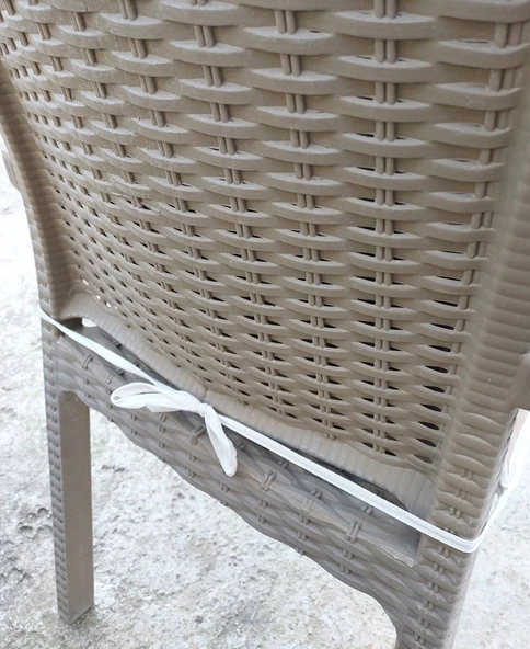 2 Adet Komutan Arkalıklı Sandalye Minderi, Extra Kalın (Kalınlık 5cm)-Bej - 2