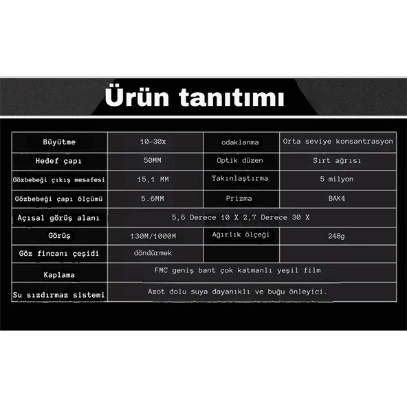 TechTic HD Teleskop Monoküler El Dürbünü 10-30x50 Zoom Tripot Telefon Tutuculu Avcılık Kamp Tek Göz - 6