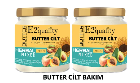 E2'quality Butter Cilt Bakım Yağı İkili Paket 210 ml x 2 adet