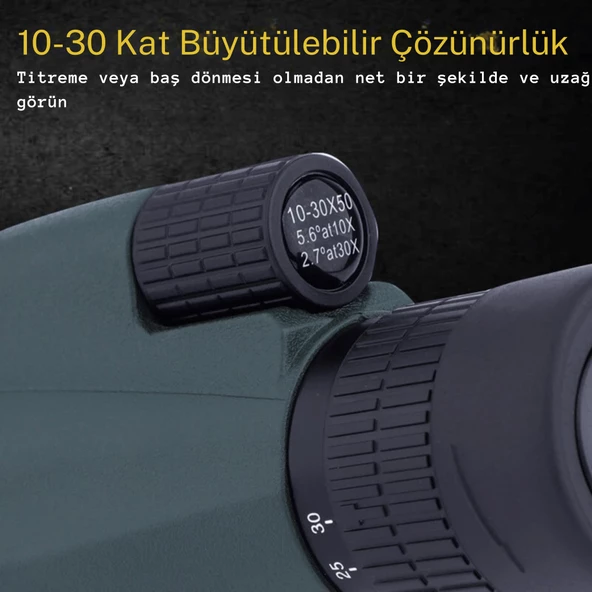 TechTic HD Teleskop Monoküler El Dürbünü 10-30x50 Zoom Tripot Telefon Tutuculu Avcılık Kamp Tek Göz - 3
