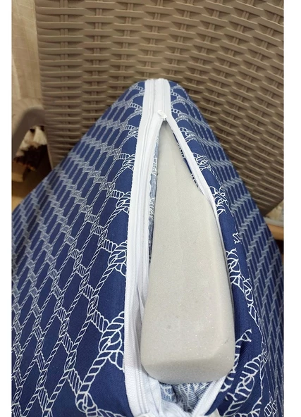 1 Adet Komutan Arkalıklı Sandalye Minderi, Extra Kalın (Kalınlık 5cm)-Denizci Lacivert - 3