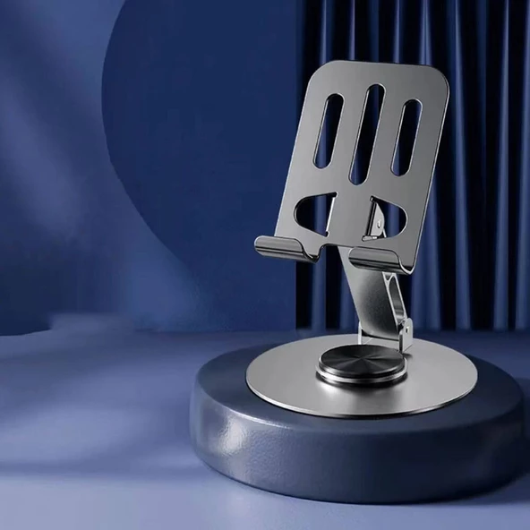 MS-15 Taşınabilir Katlanabilir 360 Dönebilen Karbon Çelik Tasarımlı Telefon ve Tablet Standı - Resim 3