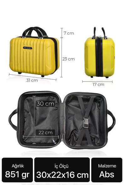Polo&Sky Class Model Sarı Renk Abs Makyaj Çantası El Valizi - 6