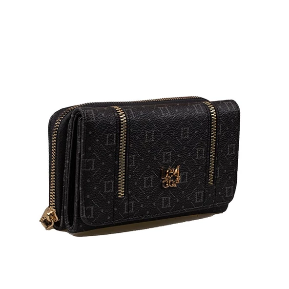 Levidor Siyah Fermuar Detaylı Monogram Kadın Cüzdan