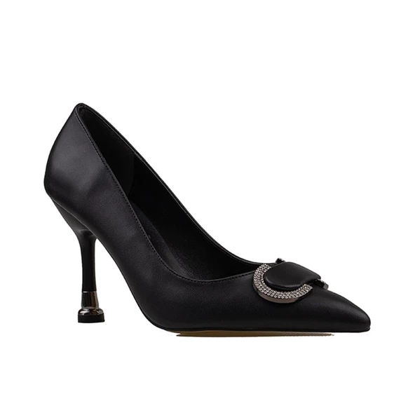 Trend Adımlar Siyah Kadın Klasik Taş İşlemeli Ayakkabı ürün görseli