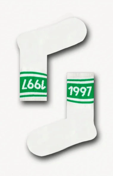 Littlehappiness70 Unisex Yetişkin 1997 Desenli Kolej Çorap