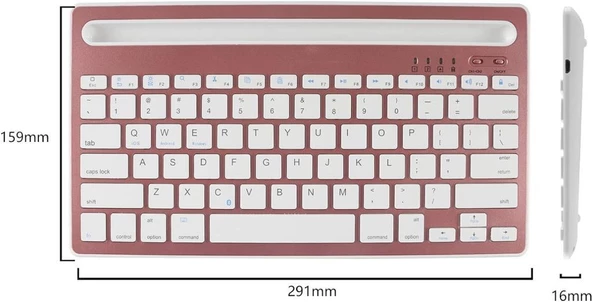 Honor Pad 9 12.1" Uyumlu Kablosuz Bluetooth Şarj Edilebilir Tablet Telefon Standlı Klavye - Pembe - 9