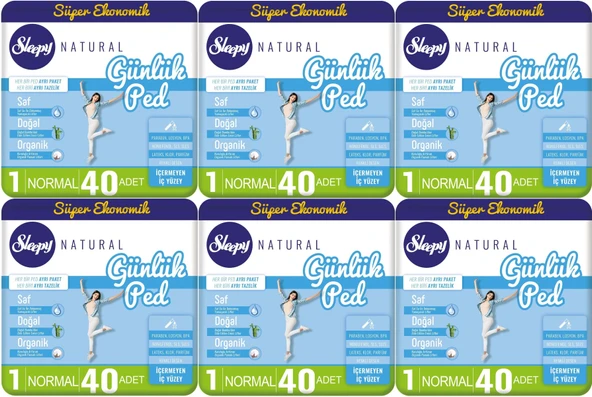 Sleepy Natural Günlük Ped Normal 240 Adet Süper Ekonomik Pk (6PK*40)