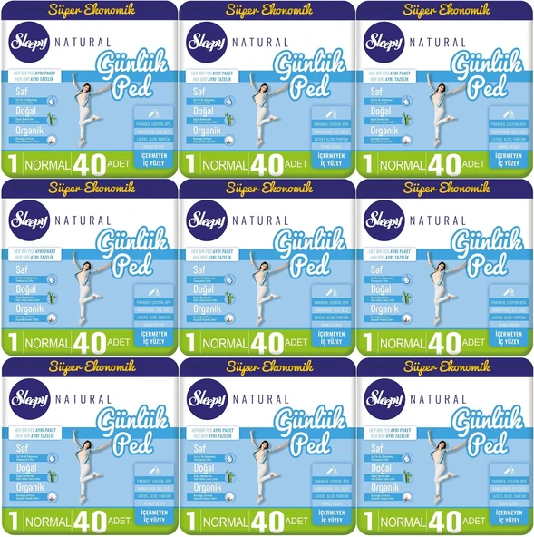 Sleepy Natural Günlük Ped Normal 360 Adet Süper Ekonomik Pk (9PK*40) ürün görseli