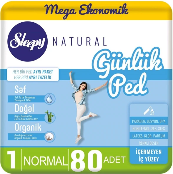 Sleepy Natural Günlük Ped Normal 80 Adet Mega Pk (2PK*40) ürün görseli 1