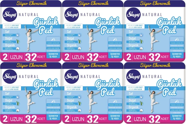 Sleepy Natural Günlük Ped Uzun 192 Adet Süper Ekonomik Pk (6PK*32)