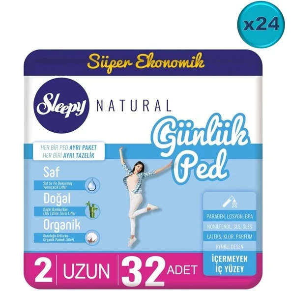 Sleepy Natural Günlük Ped Uzun 768 Adet Süper Ekonomik Pk (24PK*32) ürün görseli