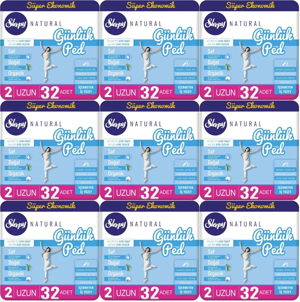 Sleepy Natural Günlük Ped Uzun 288 Adet Süper Ekonomik Pk (9PK*32)