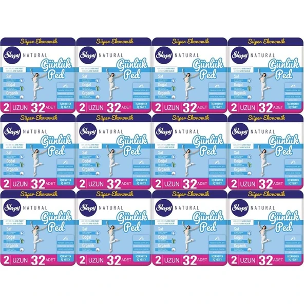 Sleepy Natural Günlük Ped Uzun 384 Adet Süper Ekonomik Pk (12PK*32) ürün görseli