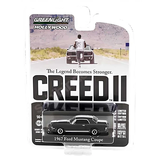 Greenlight 1:64 1967 Ford Mustang Coupe In Black With White Stripes - 2
