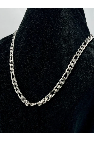 Gümüş Renk Zincir Figürlü Unisex Kolye