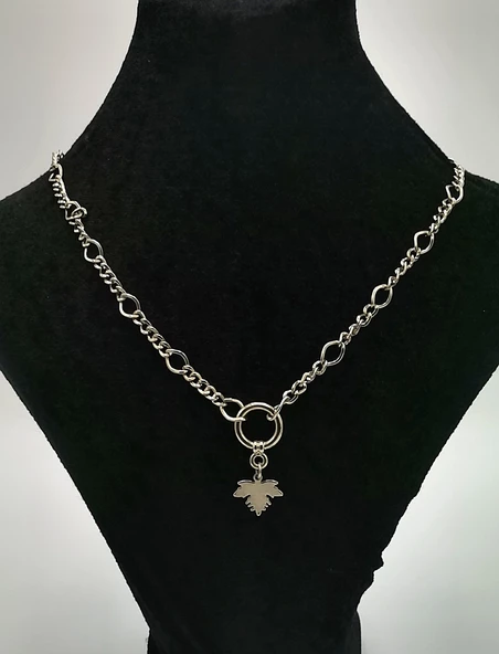 Gümüş Renk Zincirli Figürlü Lüks Kararmaz Kolye ürün görseli 1